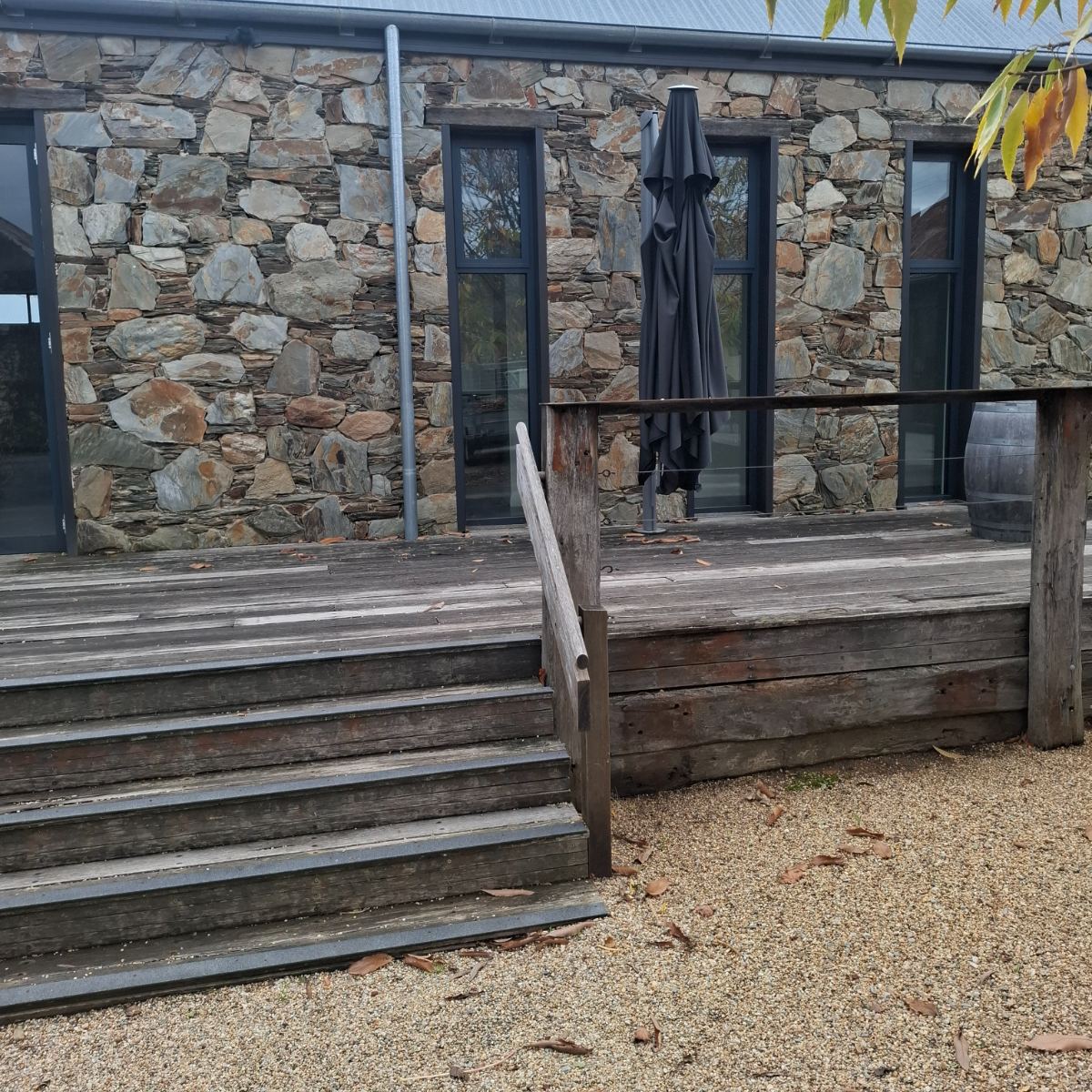 Stone building in dry stacked field stone, built by Homestead Stonework Canberra