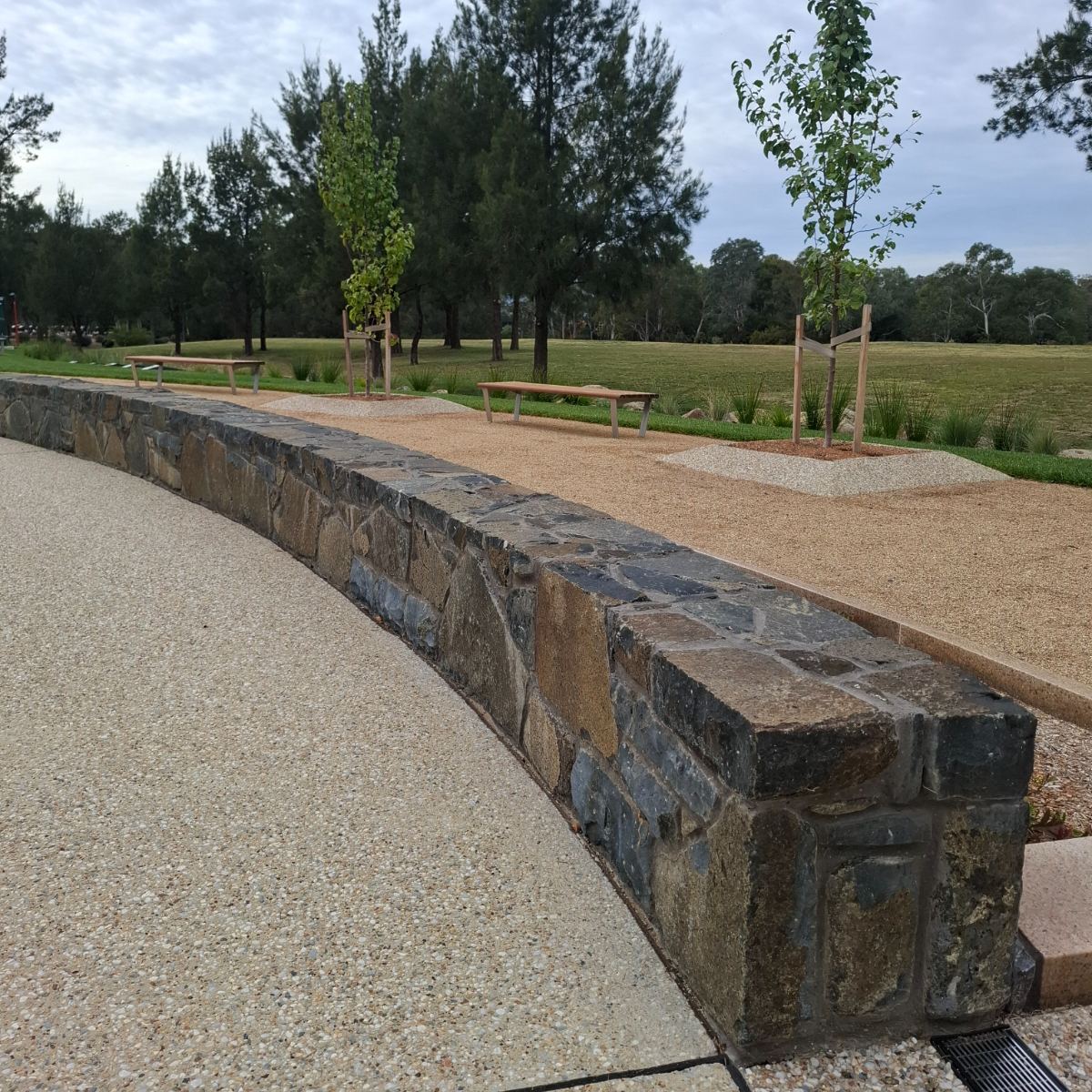 Nimmitabel basalt, raked mortar joint wall, natural stone masonry by Homestead Stonework, Canberra region
