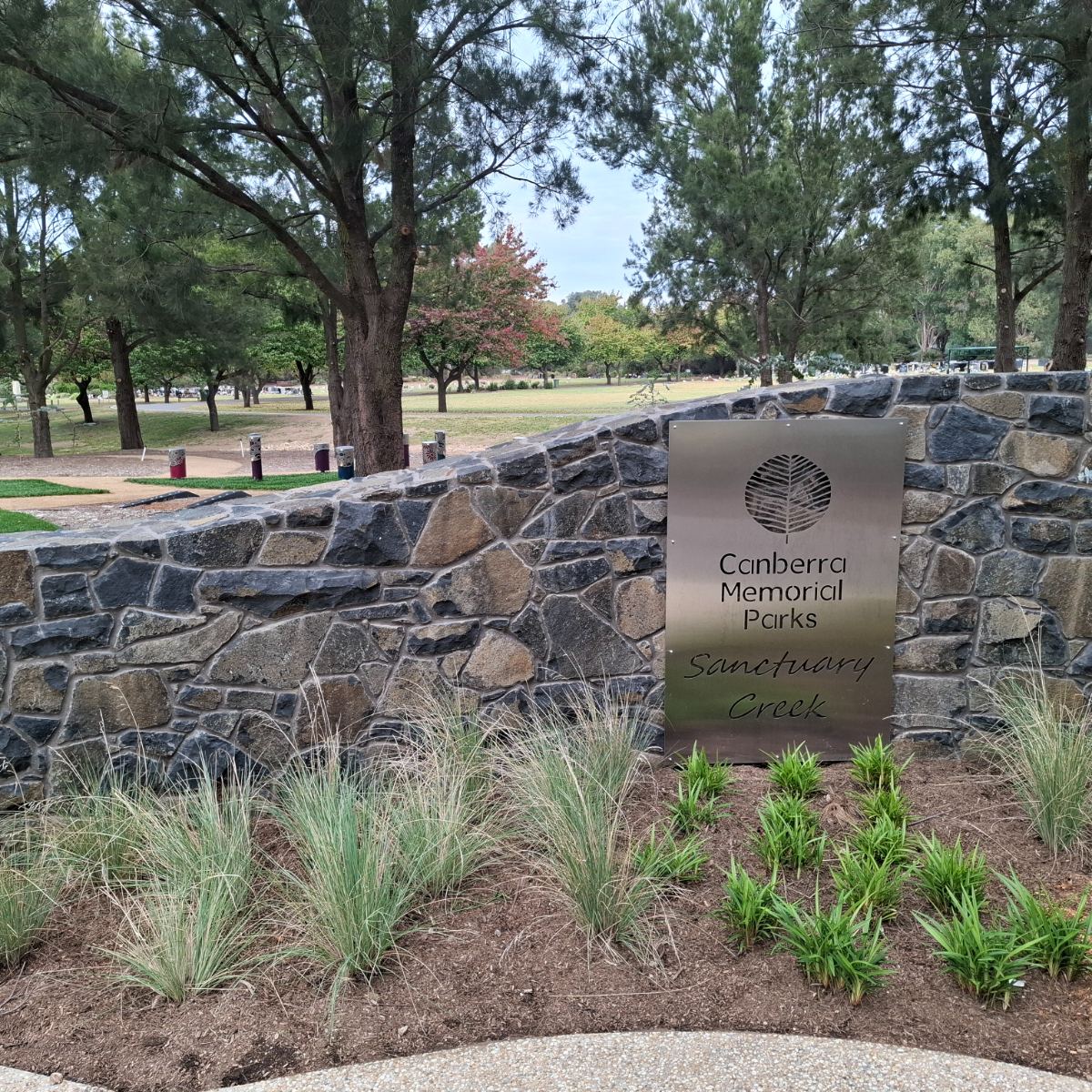 Nimmitabel basalt wall at Canberra Memorial Parks Sanctuary Creek, built by Homestead Stonework